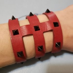 Handmade Leather Cuff With Spikes